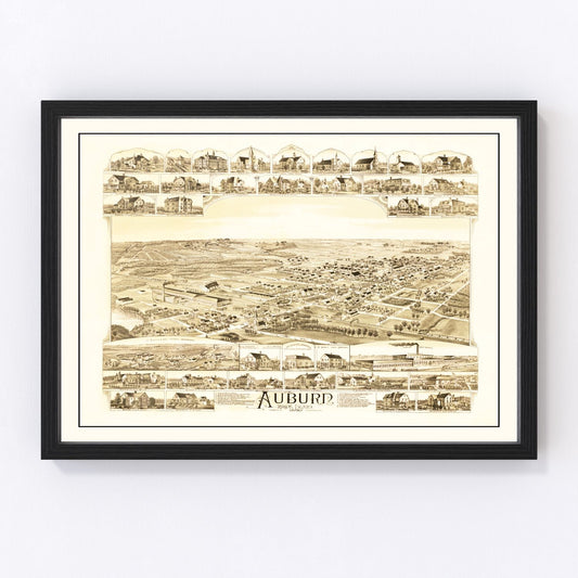 Vintage Map of Auburn, Rhode Island 1890