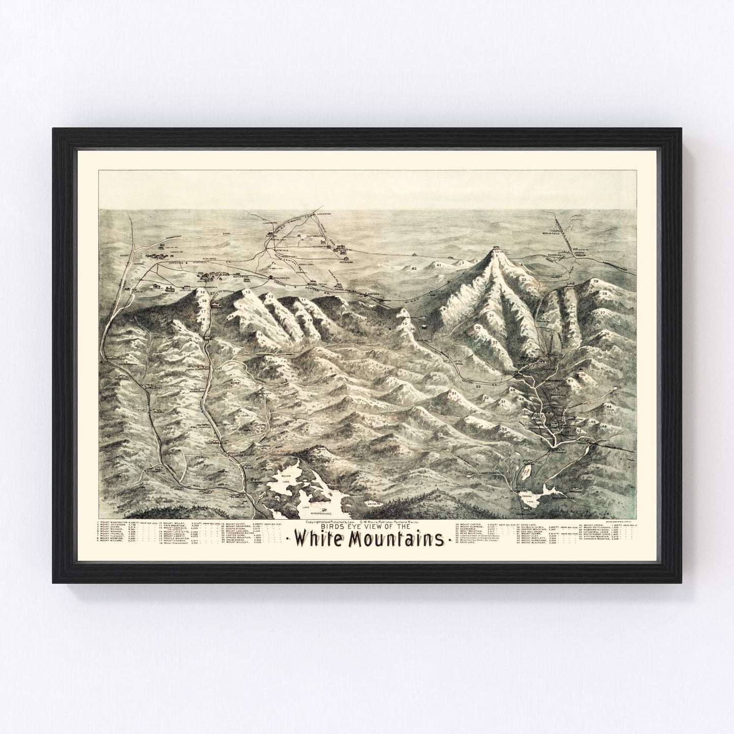 Vintage Map of the White Mountains, 1890