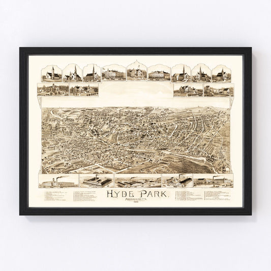 Vintage Map of Hyde Park, Massachusetts 1890