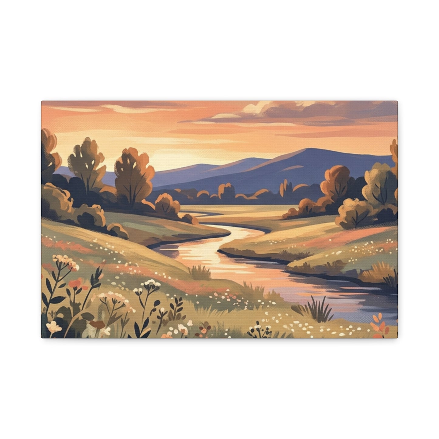 Sunset Meadow Canvas Wall Art