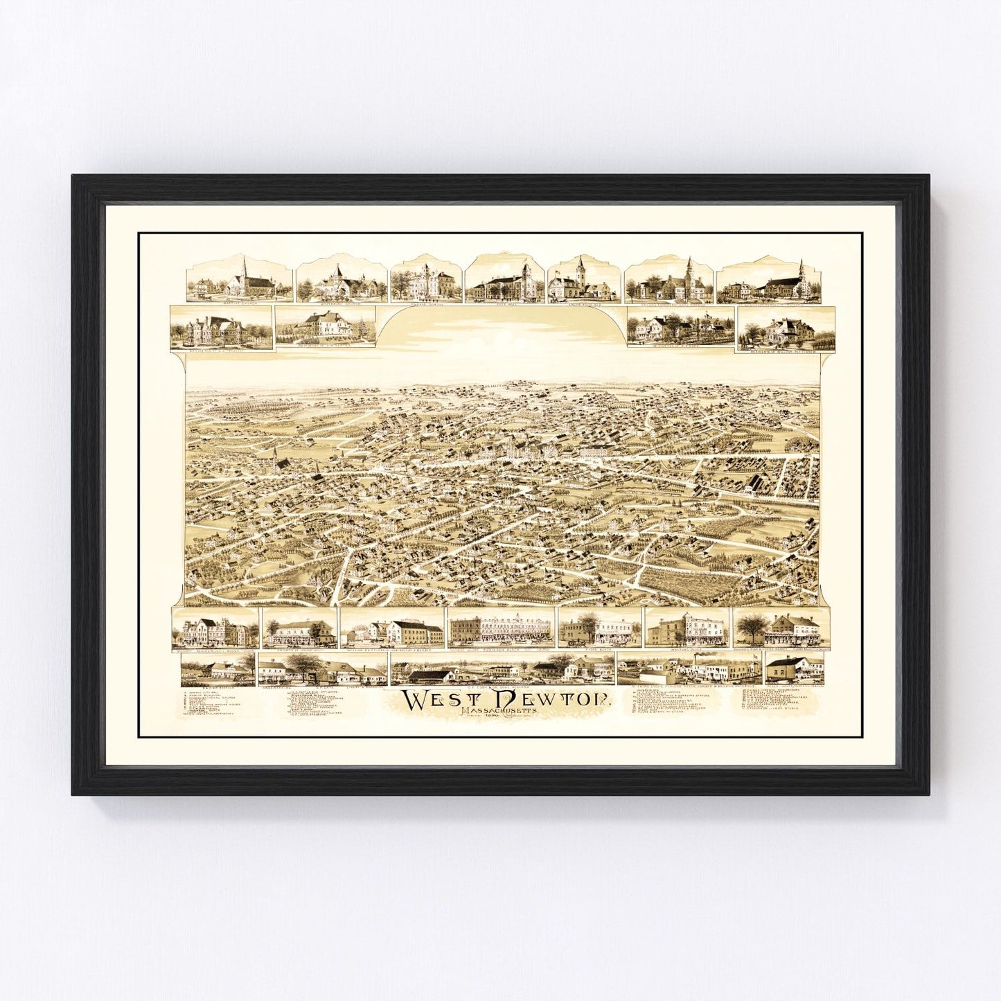 Vintage Map of West Newton, Massachusetts 1890