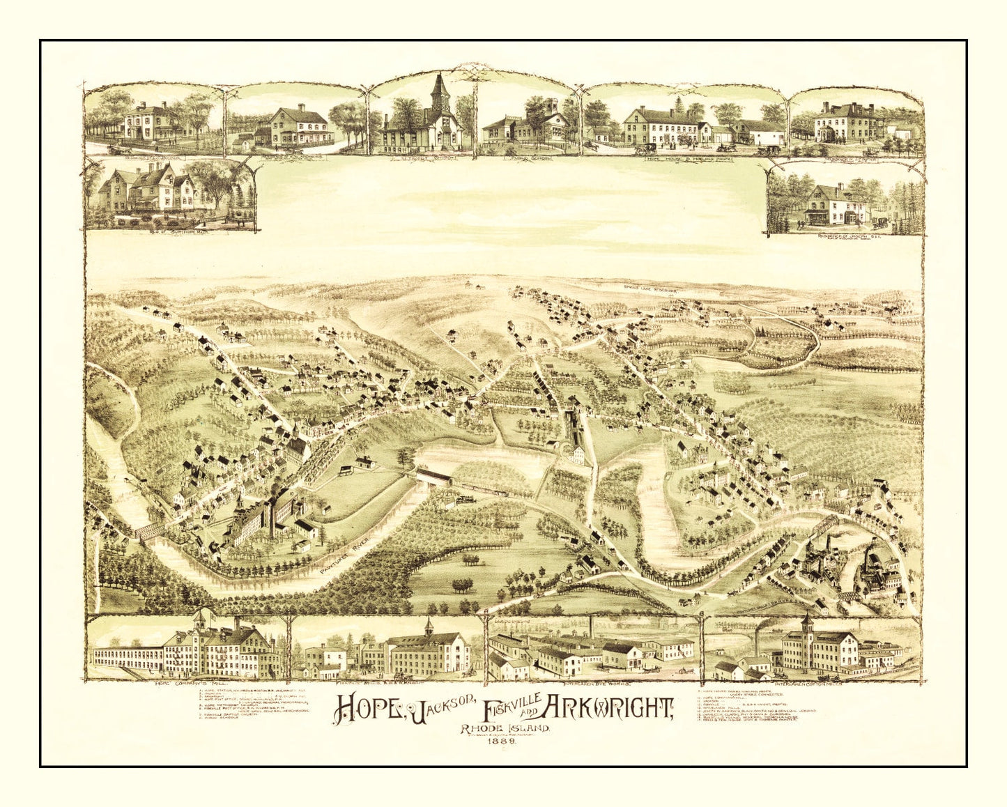 Vintage Map of Hope, Rhode Island 1889