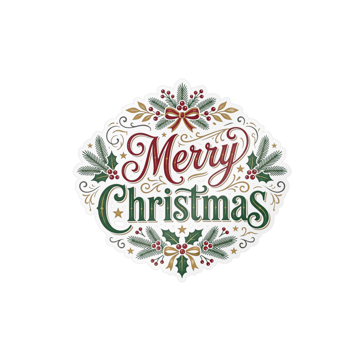 Merry Christmas Vinyl Decal — Holiday Wreath Sticker for Windows, Laptops & Gifts