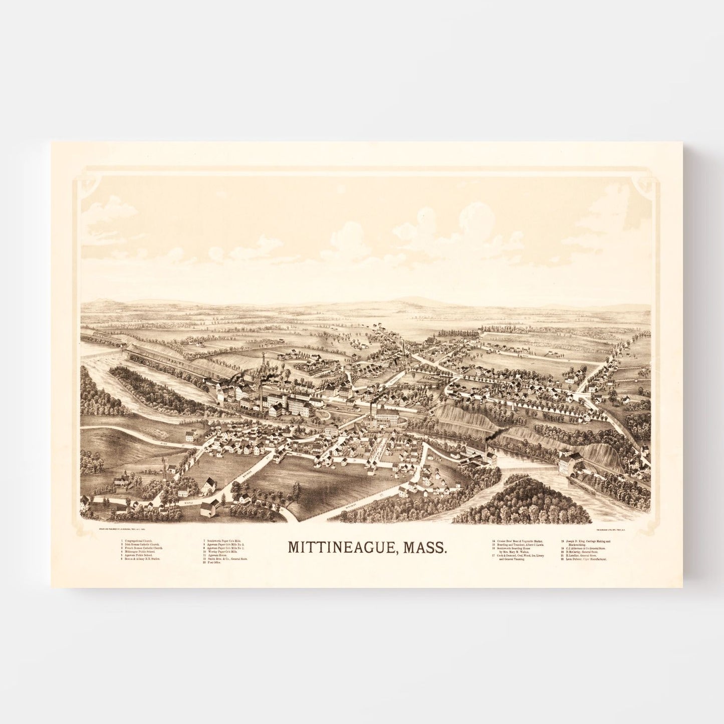 Vintage Map of Mittineague, Massachusetts 1889