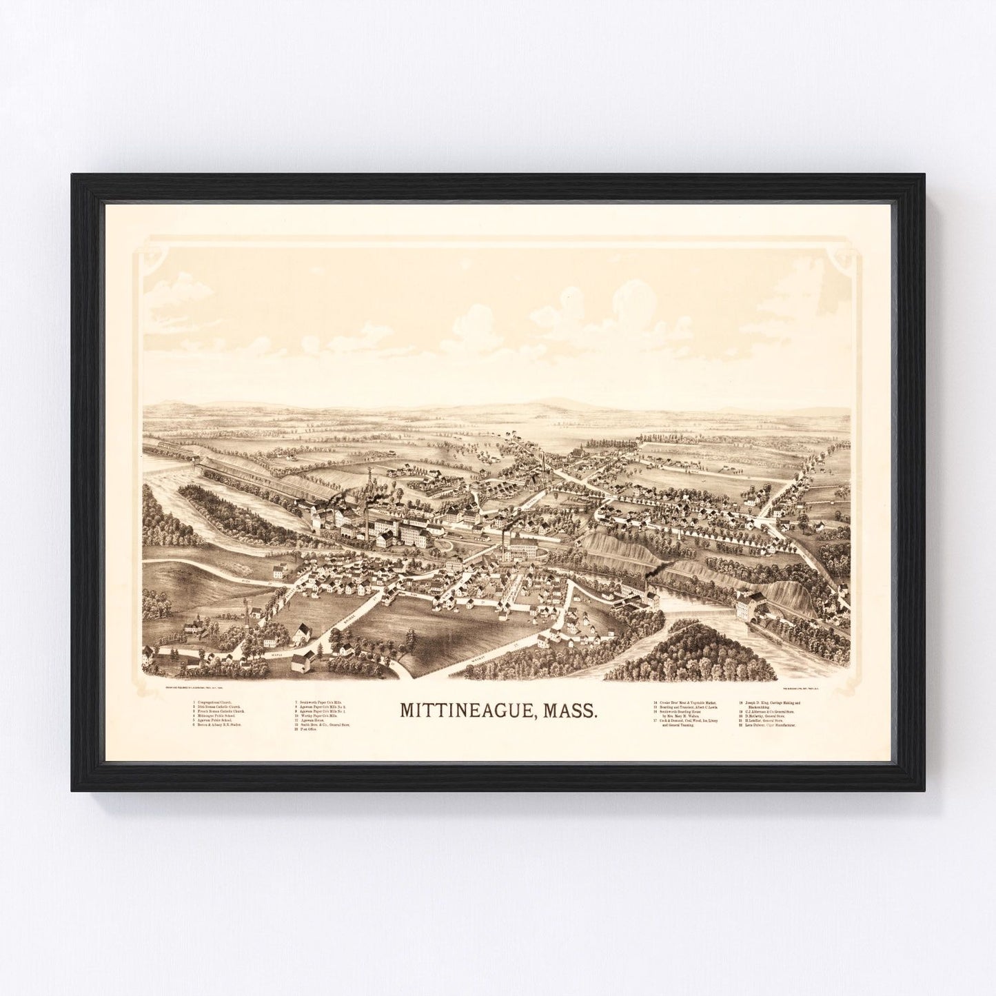 Vintage Map of Mittineague, Massachusetts 1889
