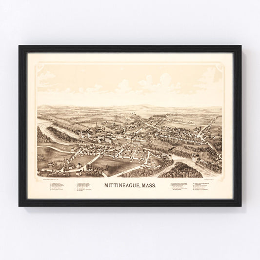Vintage Map of Mittineague, Massachusetts 1889