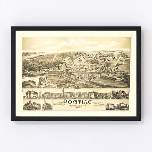 Vintage Map of Pontiac, Rhode Island 1889