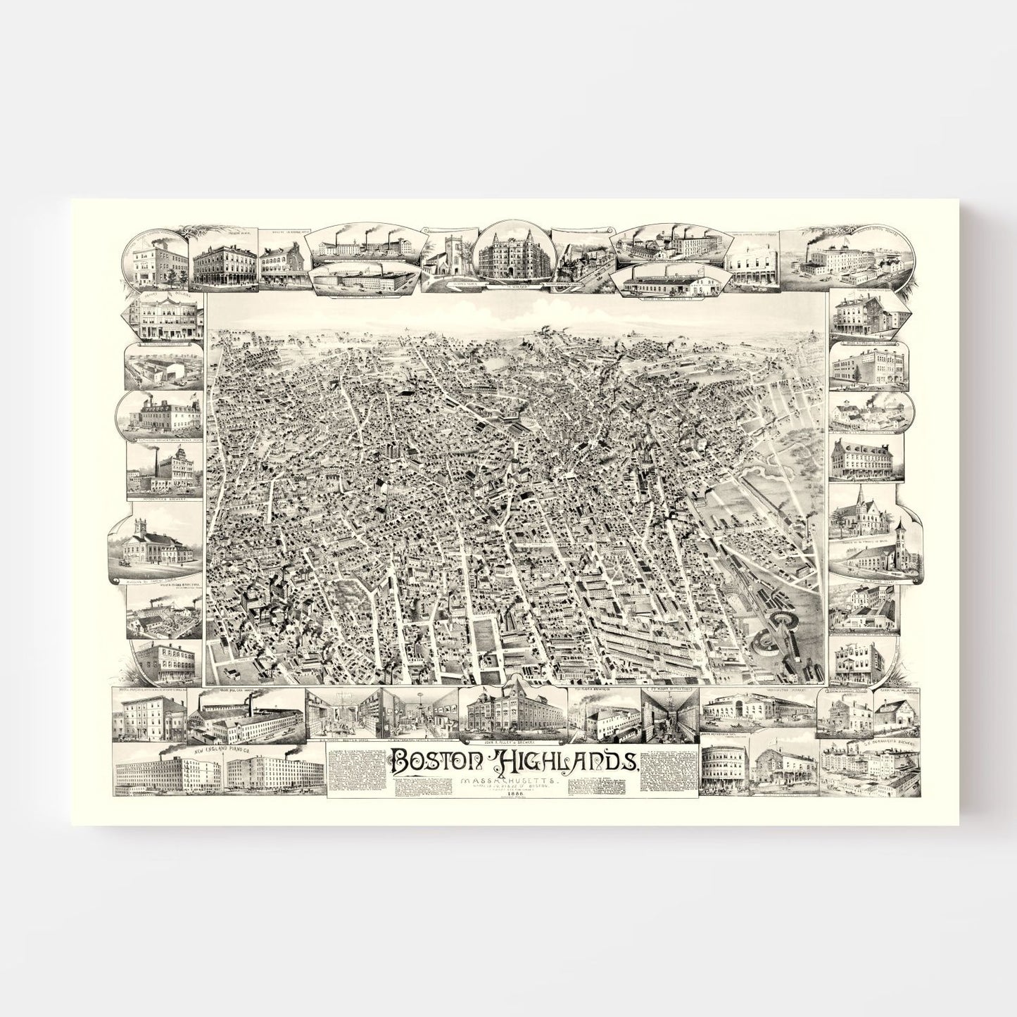 Vintage Map of Boston Highlands, Massachusetts 1888