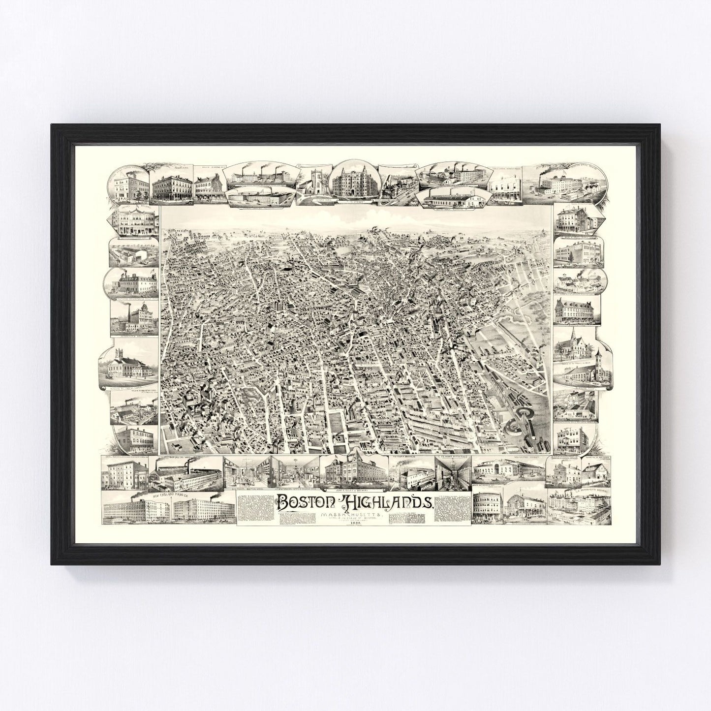 Vintage Map of Boston Highlands, Massachusetts 1888