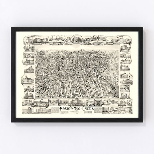 Vintage Map of Boston Highlands, Massachusetts 1888