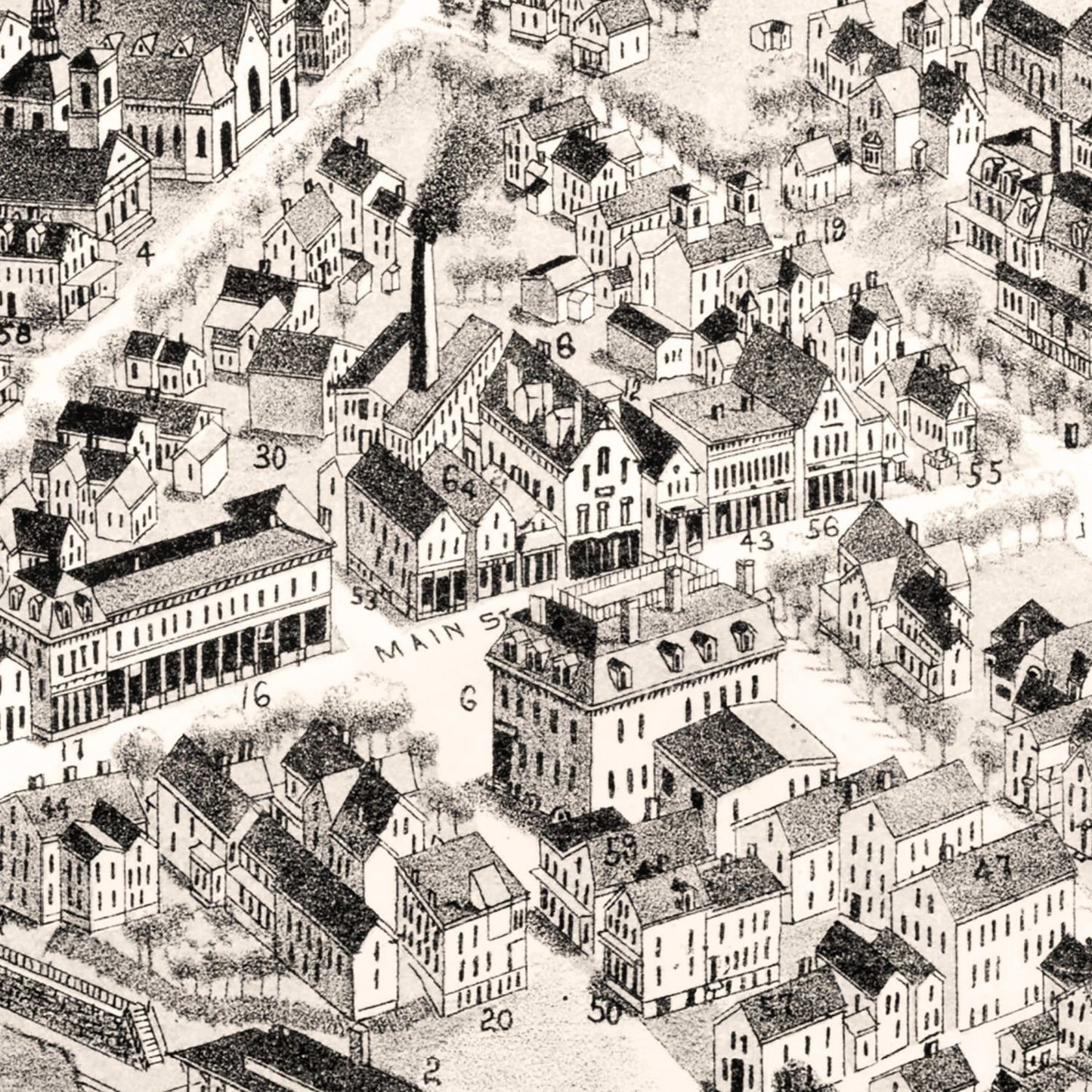 Vintage Map of Franklin, Massachusetts 1888