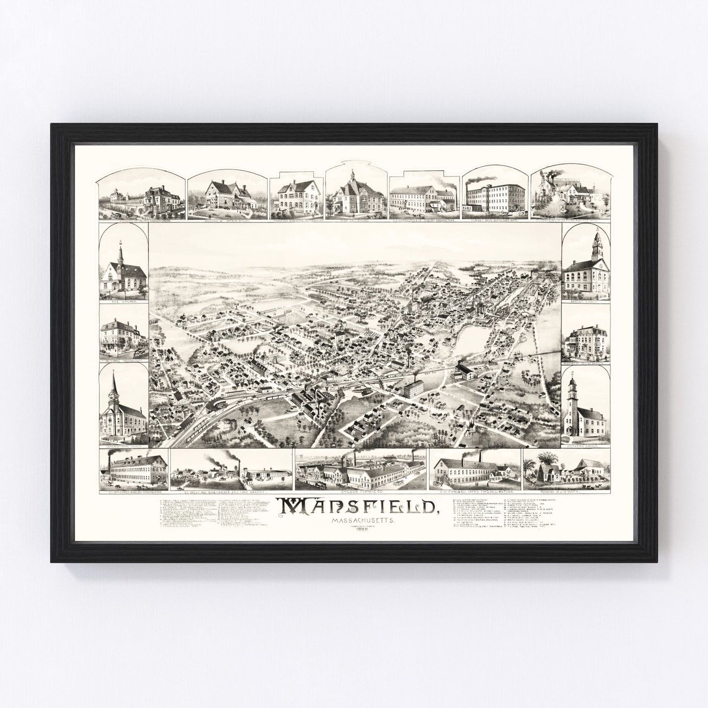 Vintage Map of Mansfield, Massachusetts 1888
