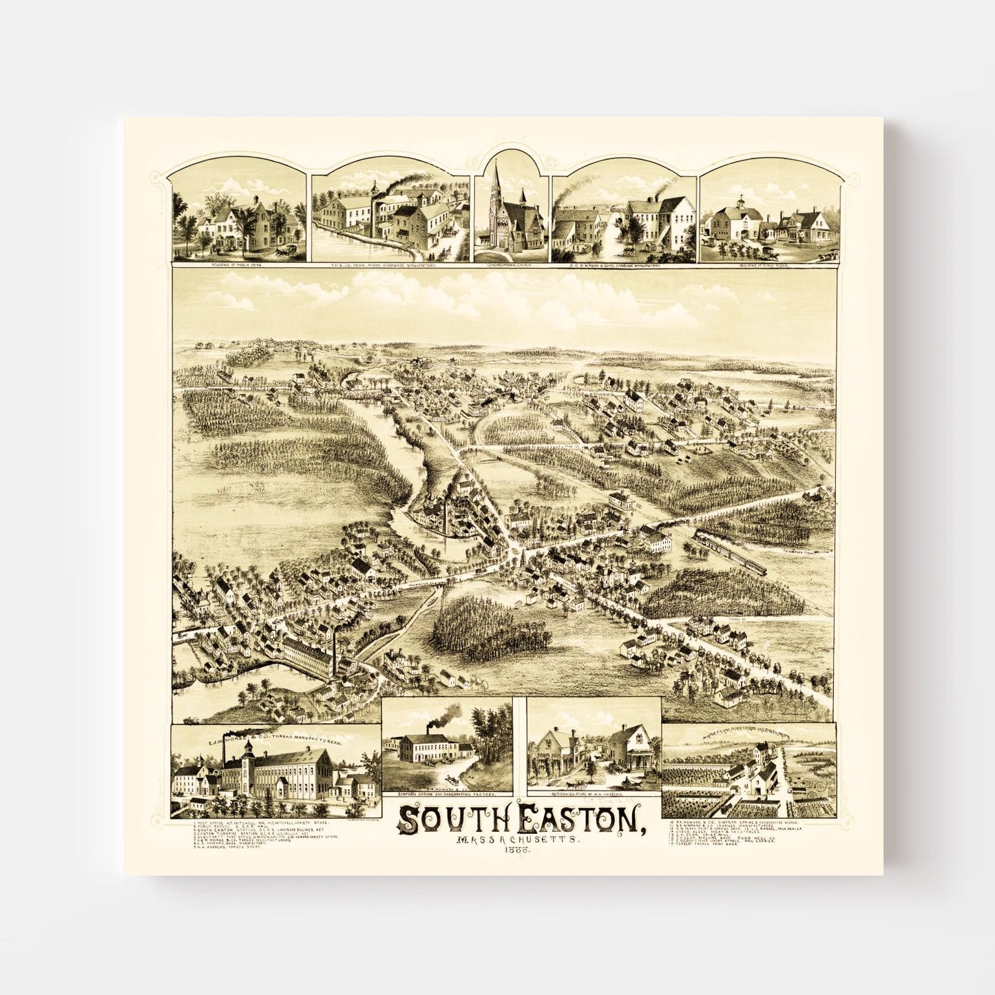 Vintage Map of South Easton, Massachusetts 1888