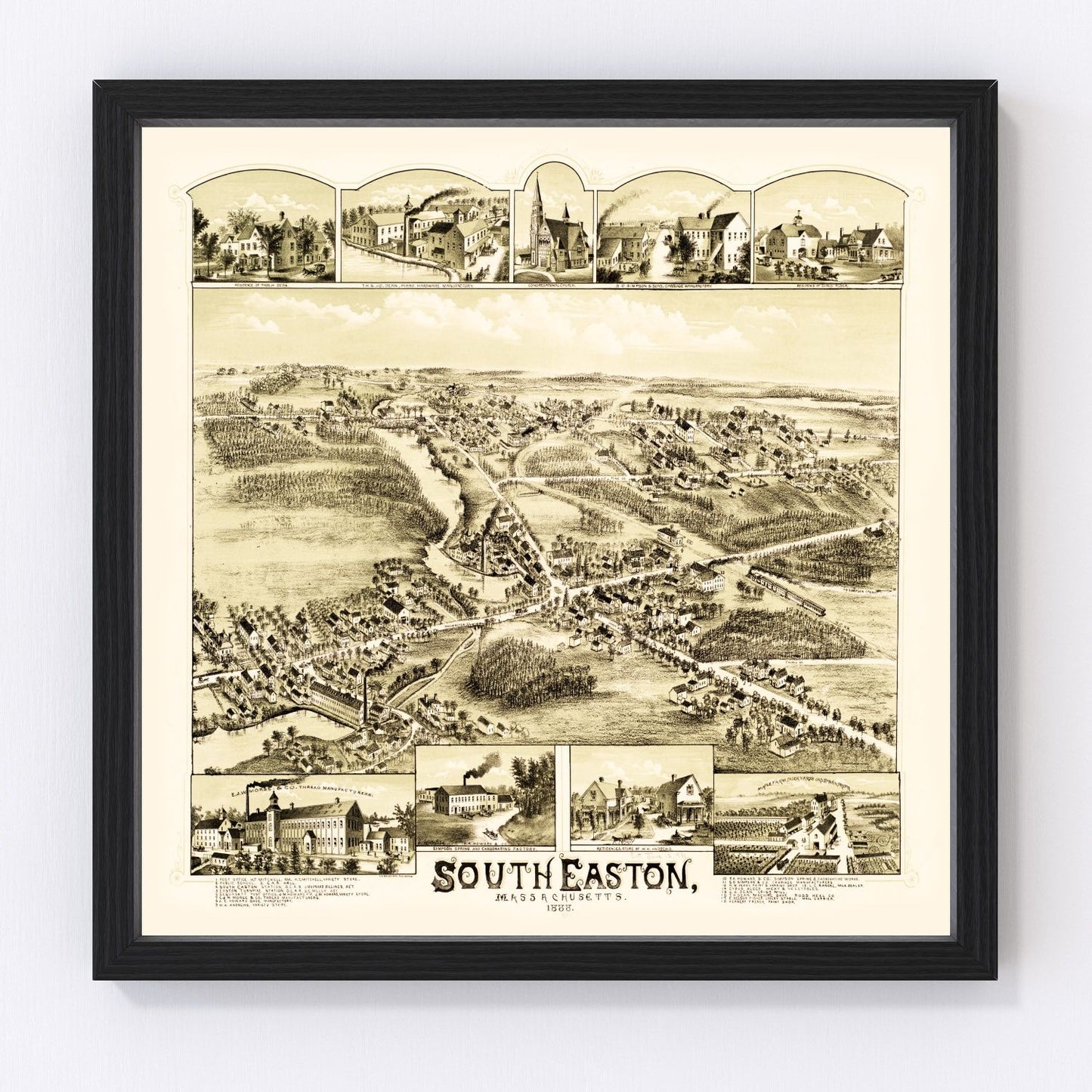 Vintage Map of South Easton, Massachusetts 1888