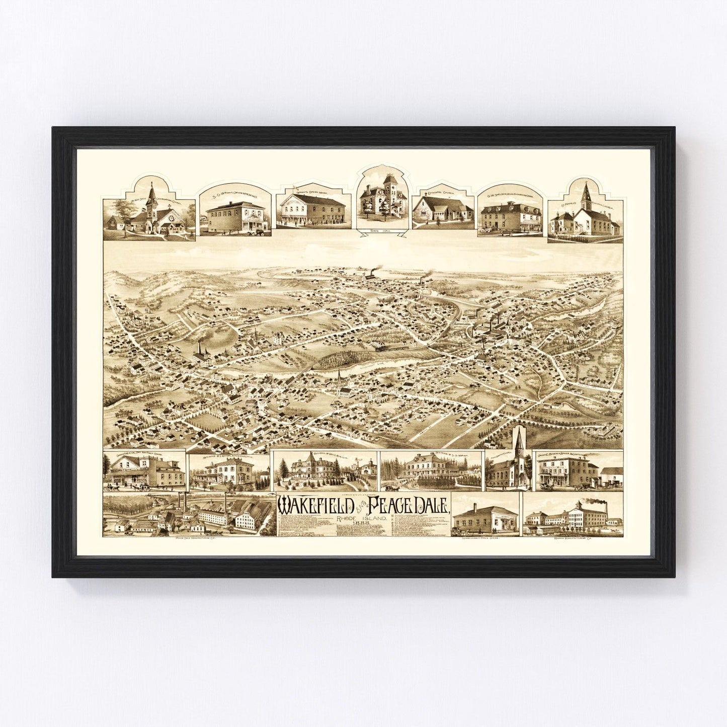 Vintage Map of Wakefield, Rhode Island 1888