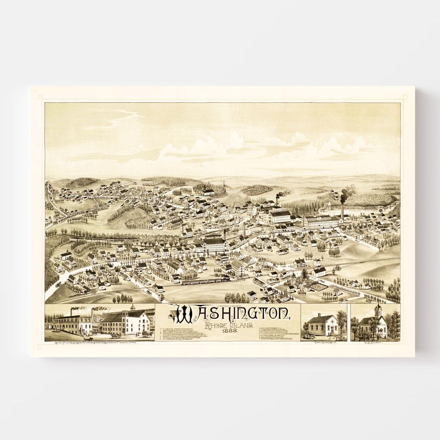Vintage Map of Washington, Rhode Island 1888