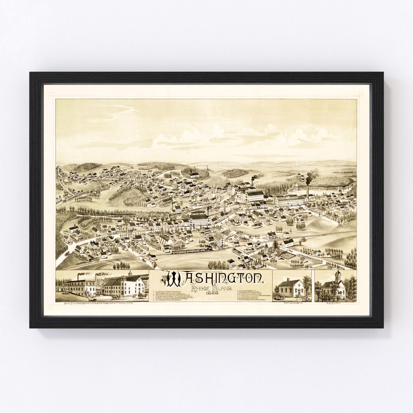 Vintage Map of Washington, Rhode Island 1888
