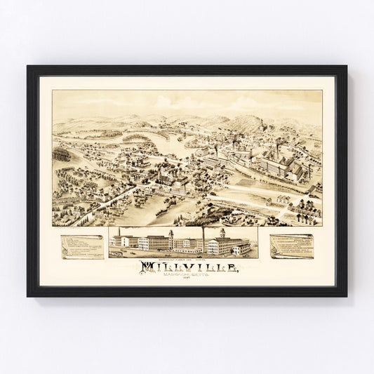 Vintage Map of Millville, Massachusetts 1887