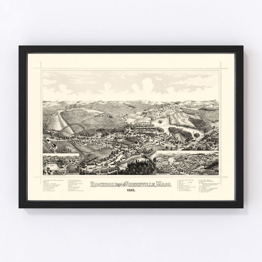 Vintage Map of Rochdale, Massachusetts 1887