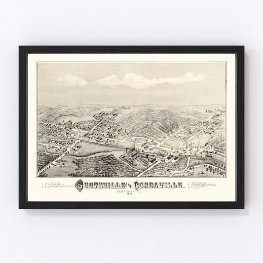 Vintage Map of Southville, Massachusetts 1887