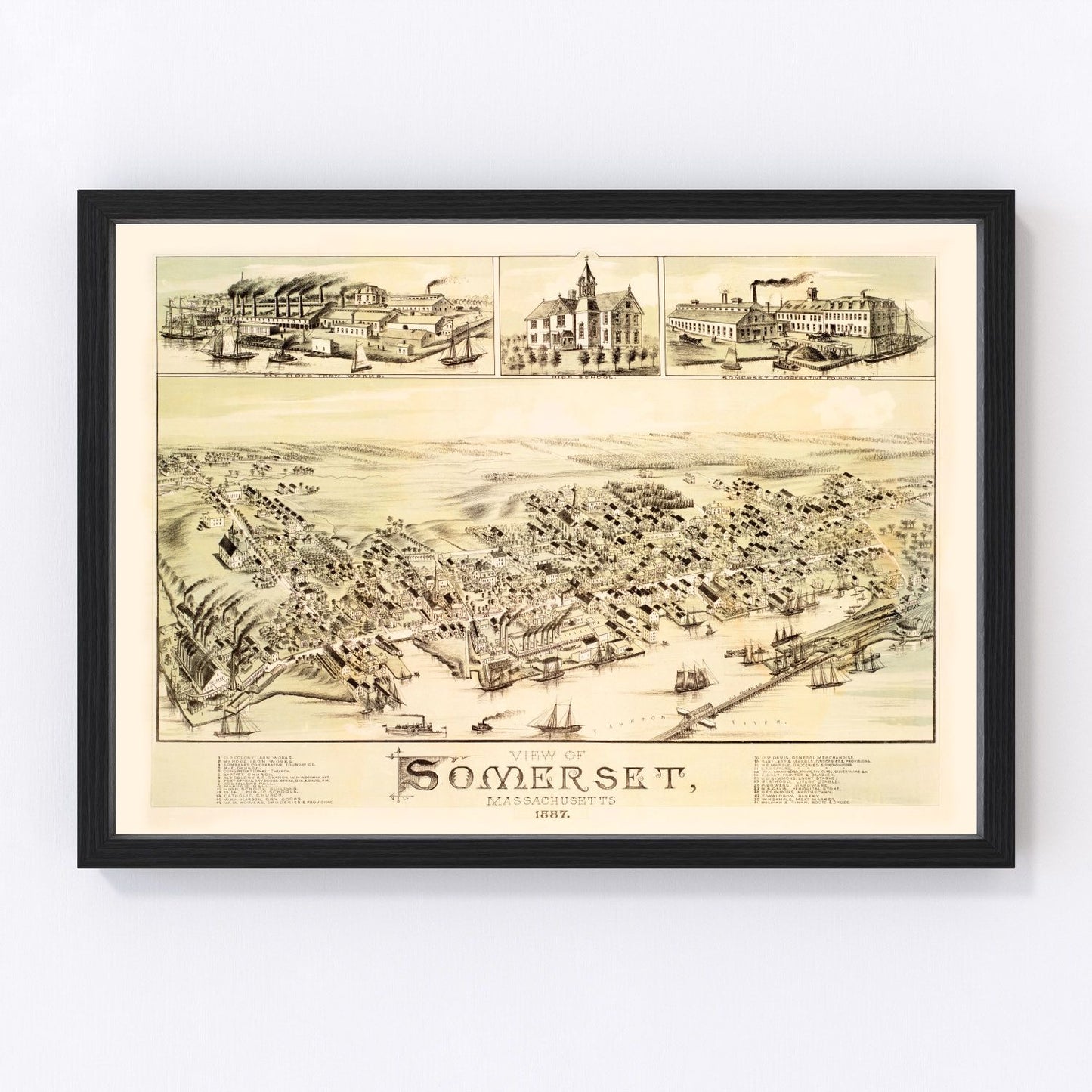 Vintage Map of Somerset, Massachusetts 1887
