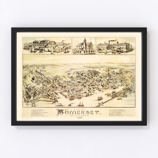 Vintage Map of Somerset, Massachusetts 1887