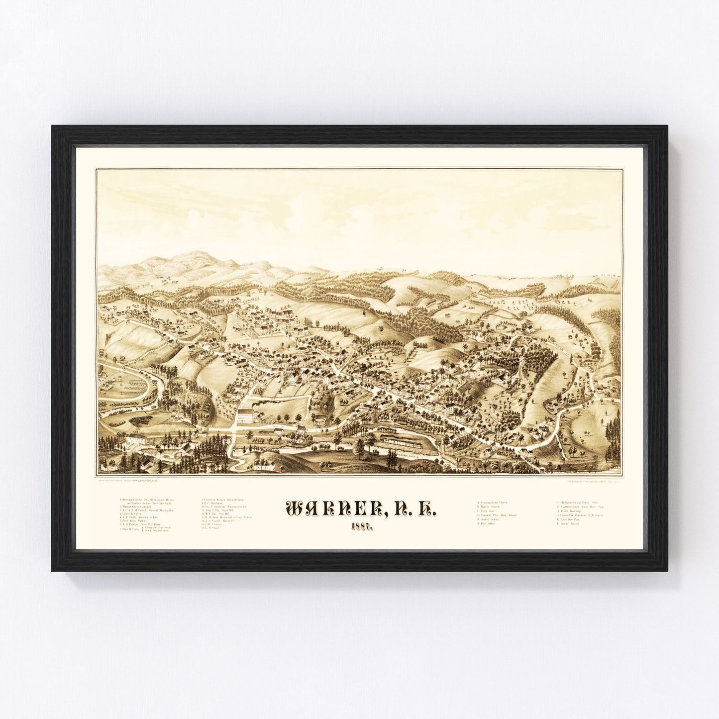 Vintage Map of Warner, New Hampshire 1887