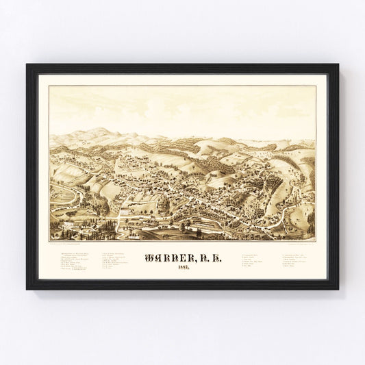 Vintage Map of Warner, New Hampshire 1887