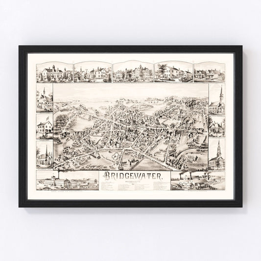 Vintage Map of Bridgewater, Massachusetts 1887
