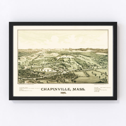 Vintage Map of Chapinville, Massachusetts 1887