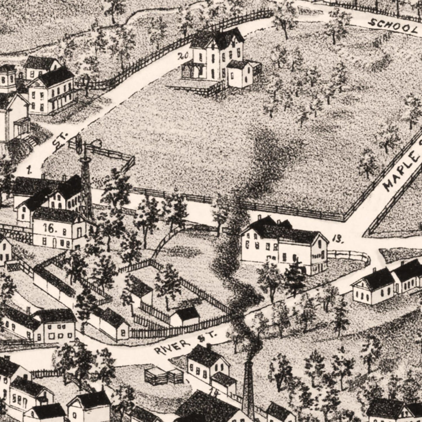 Vintage Map of Charlton City, Massachusetts 1887