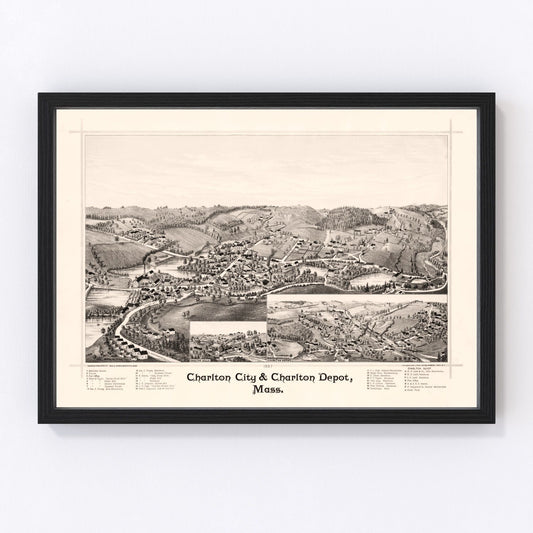 Vintage Map of Charlton City, Massachusetts 1887