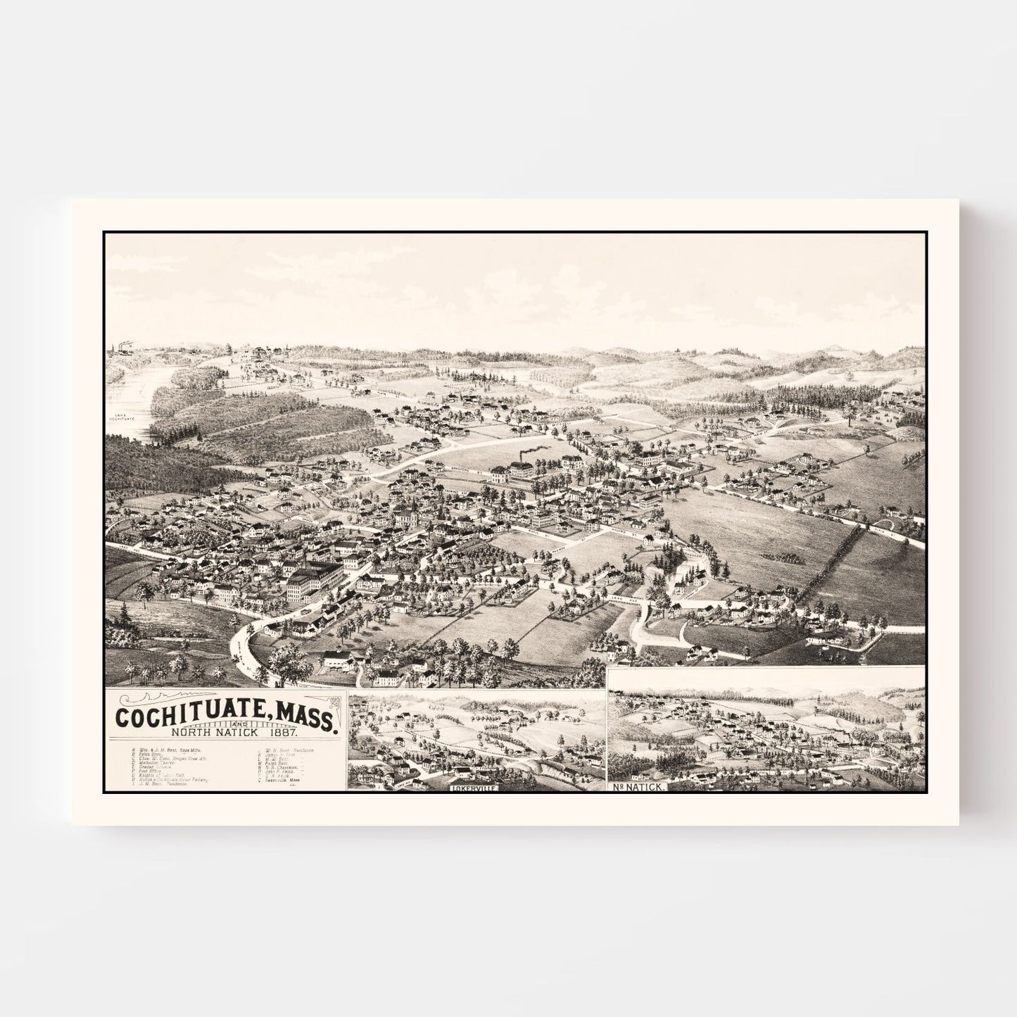 Vintage Map of Cochituate, Massachusetts 1887
