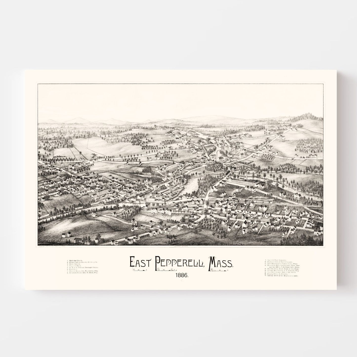 Vintage Map of East Pepperell, Massachusetts 1886