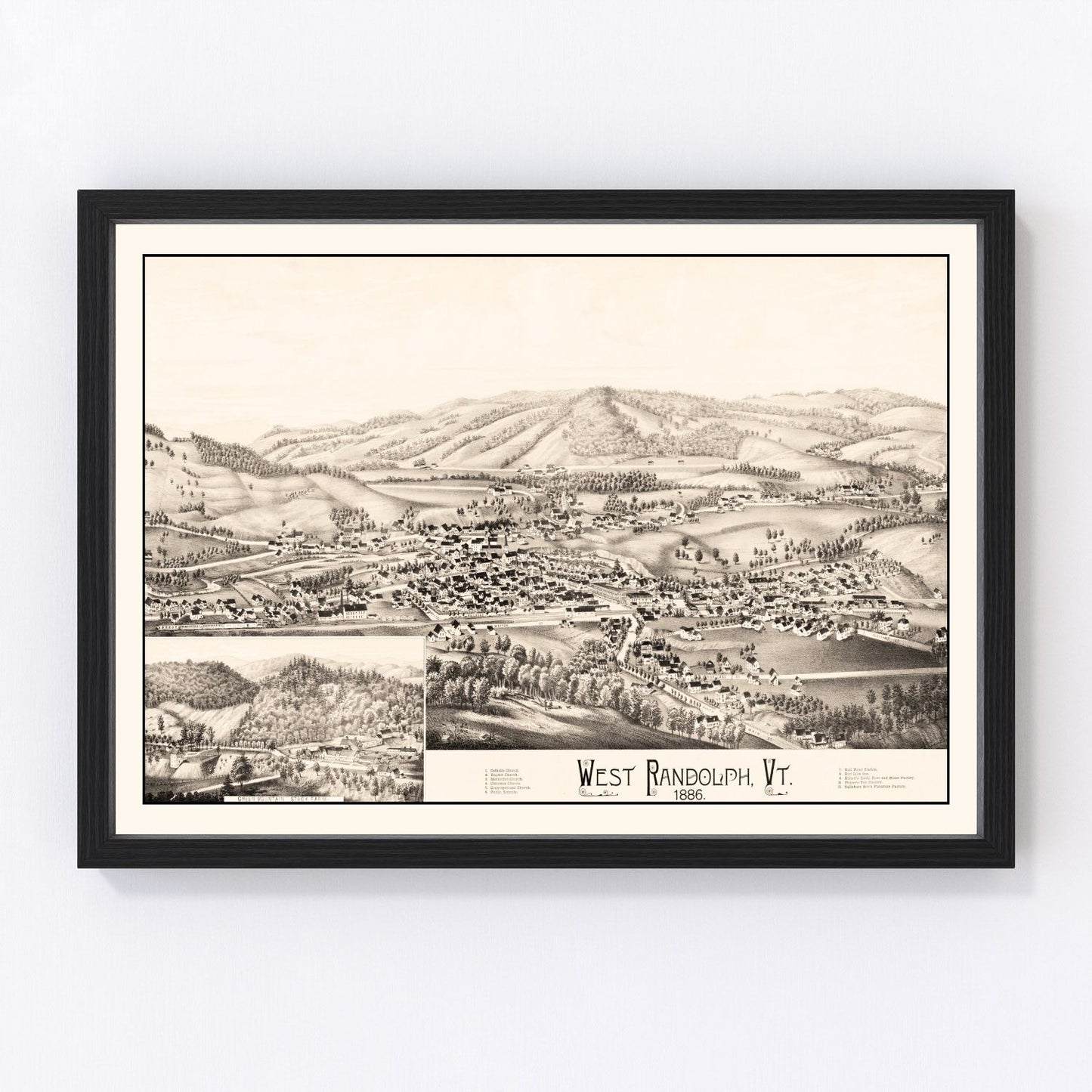 Vintage Map of West Randolph, Vermont 1886