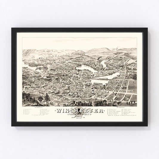 Vintage Map of Winchester, Massachusetts 1886