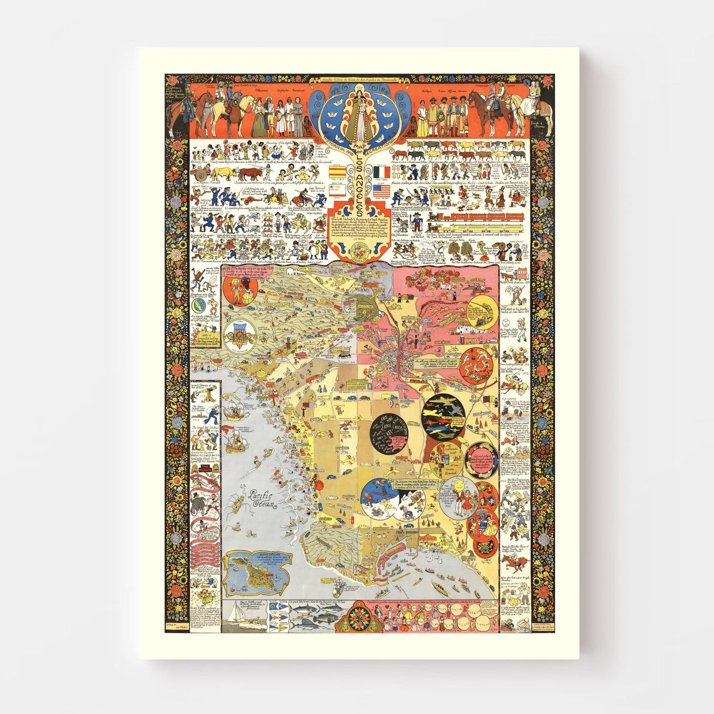 Vintage Map of Los Angeles, California 2012