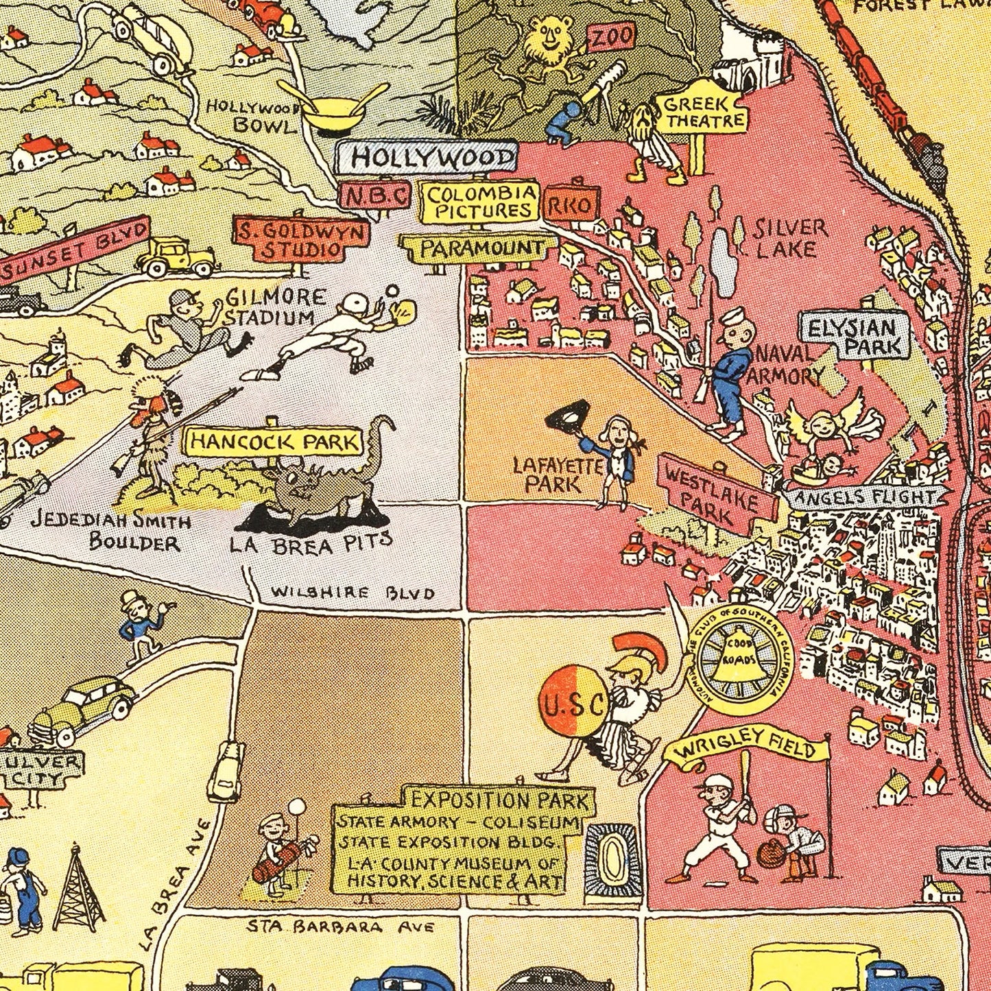 Vintage Map of Los Angeles, California 2012