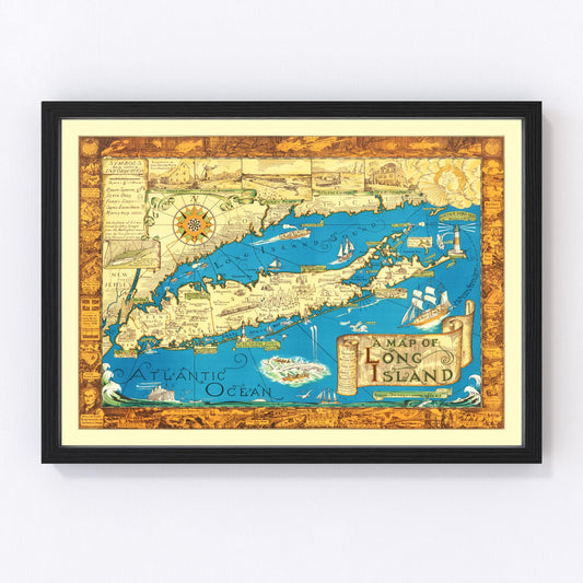 Vintage Map of Long Island, New York 1933