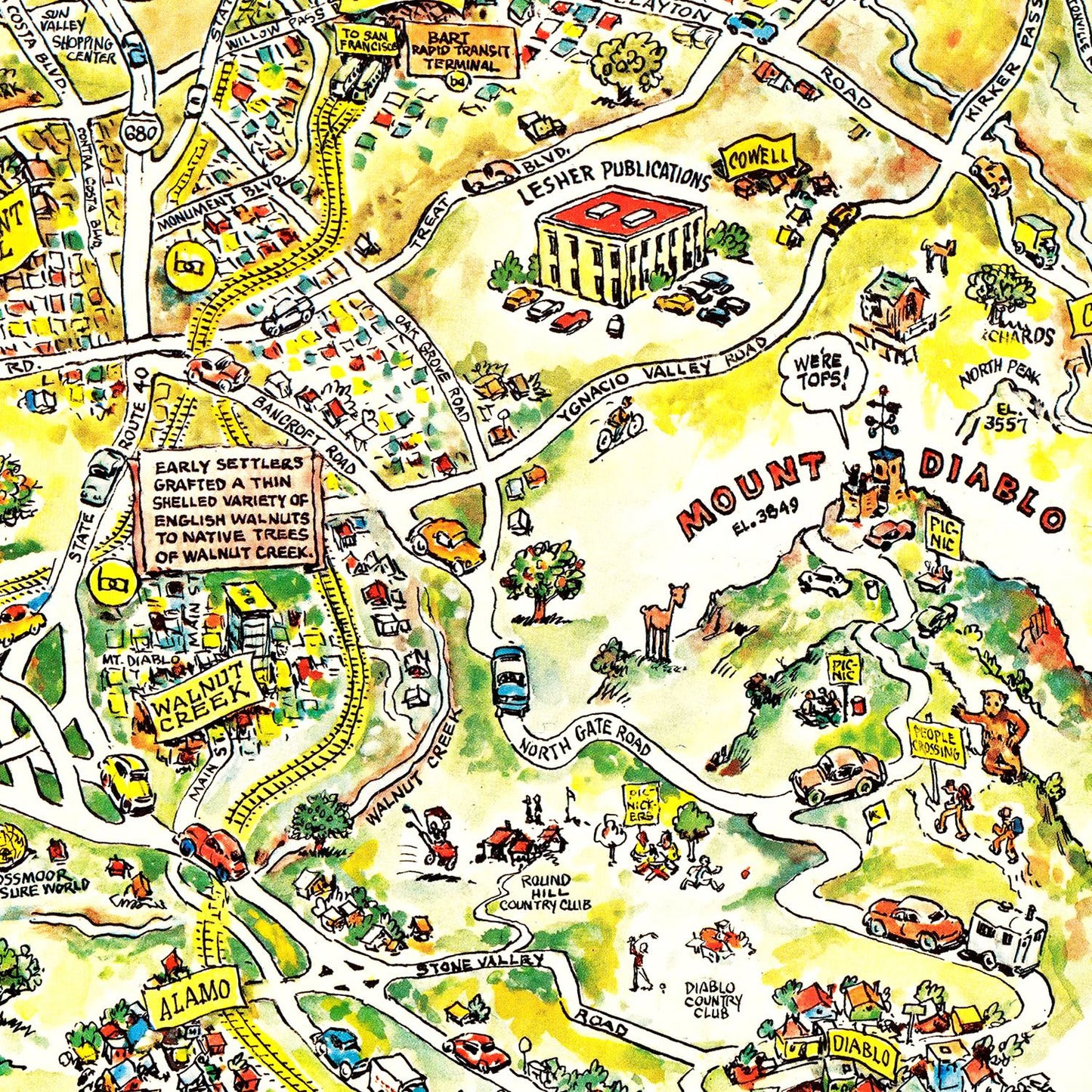 Vintage Map of Contra Costa County, California 1981