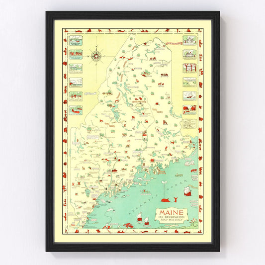 Vintage Map of Maine 1934