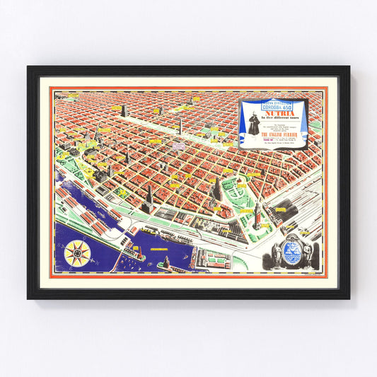 Vintage Map of Buenos Aires, Argentina 1950