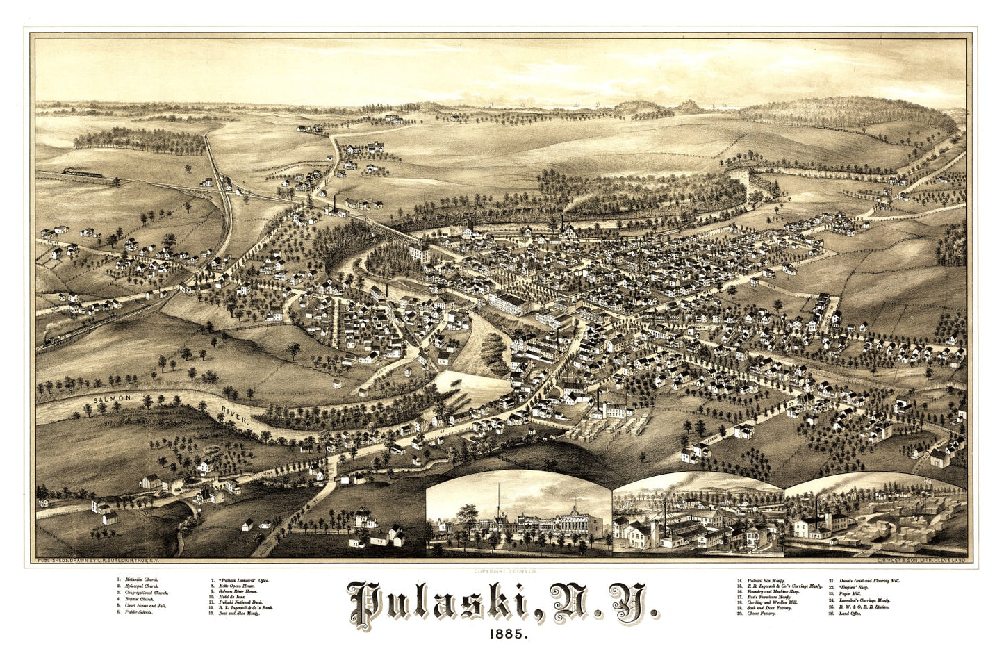 Vintage Map of Pulaski, New York 1885