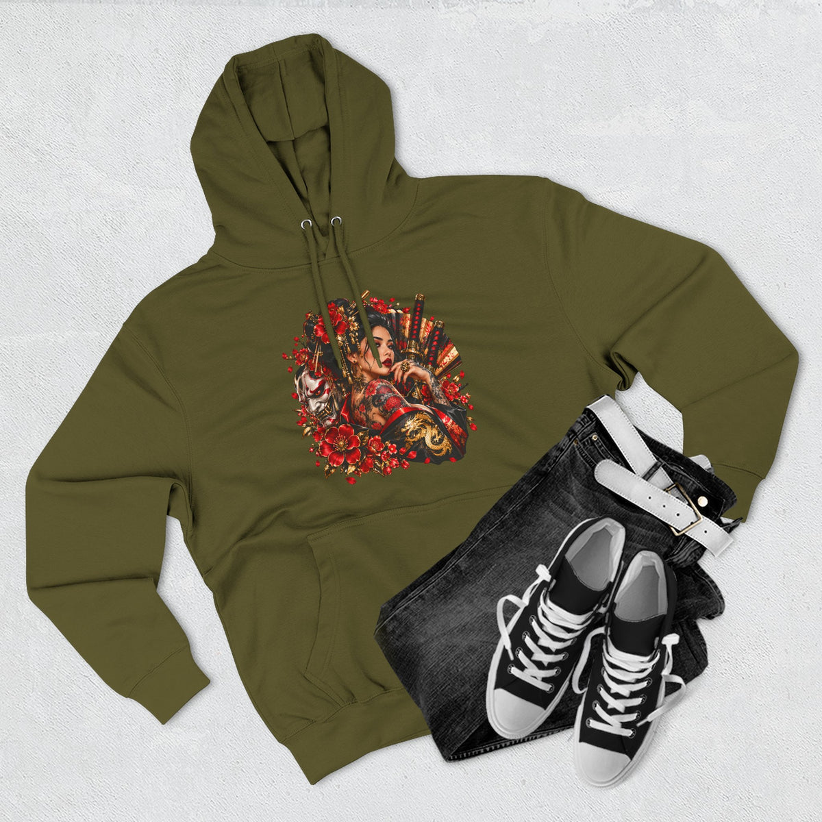 Floral Skull Hoodie — Gothic Rose Graphic Fleece Hoodie