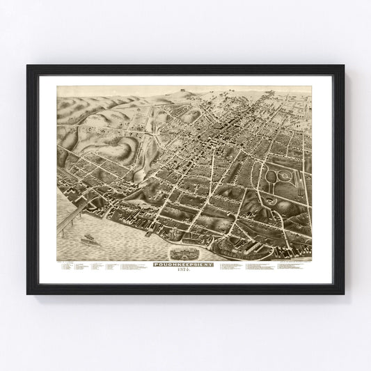 Vintage Map of Poughkeepsie, New York 1874