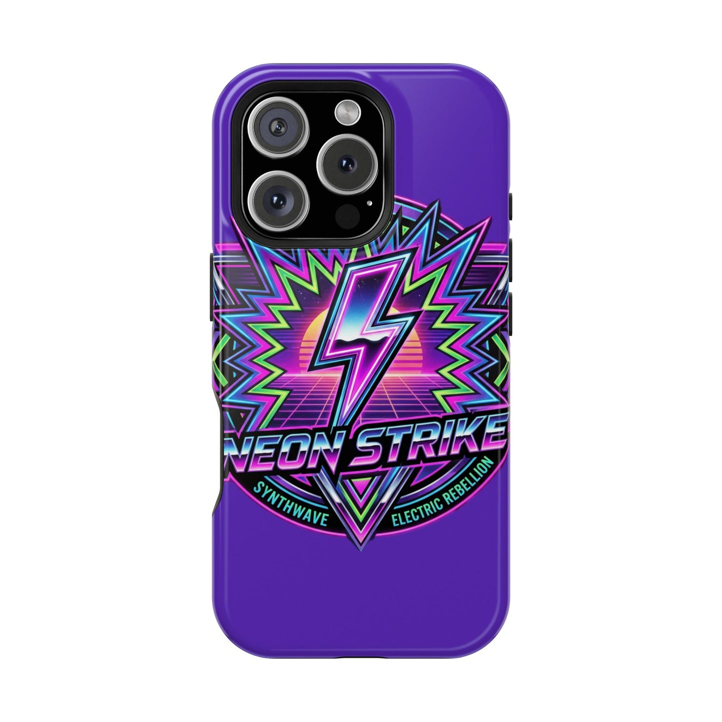 Neon Strike Phone Case — Retro 80s Lightning Magnetic Impact-Resistant Cover