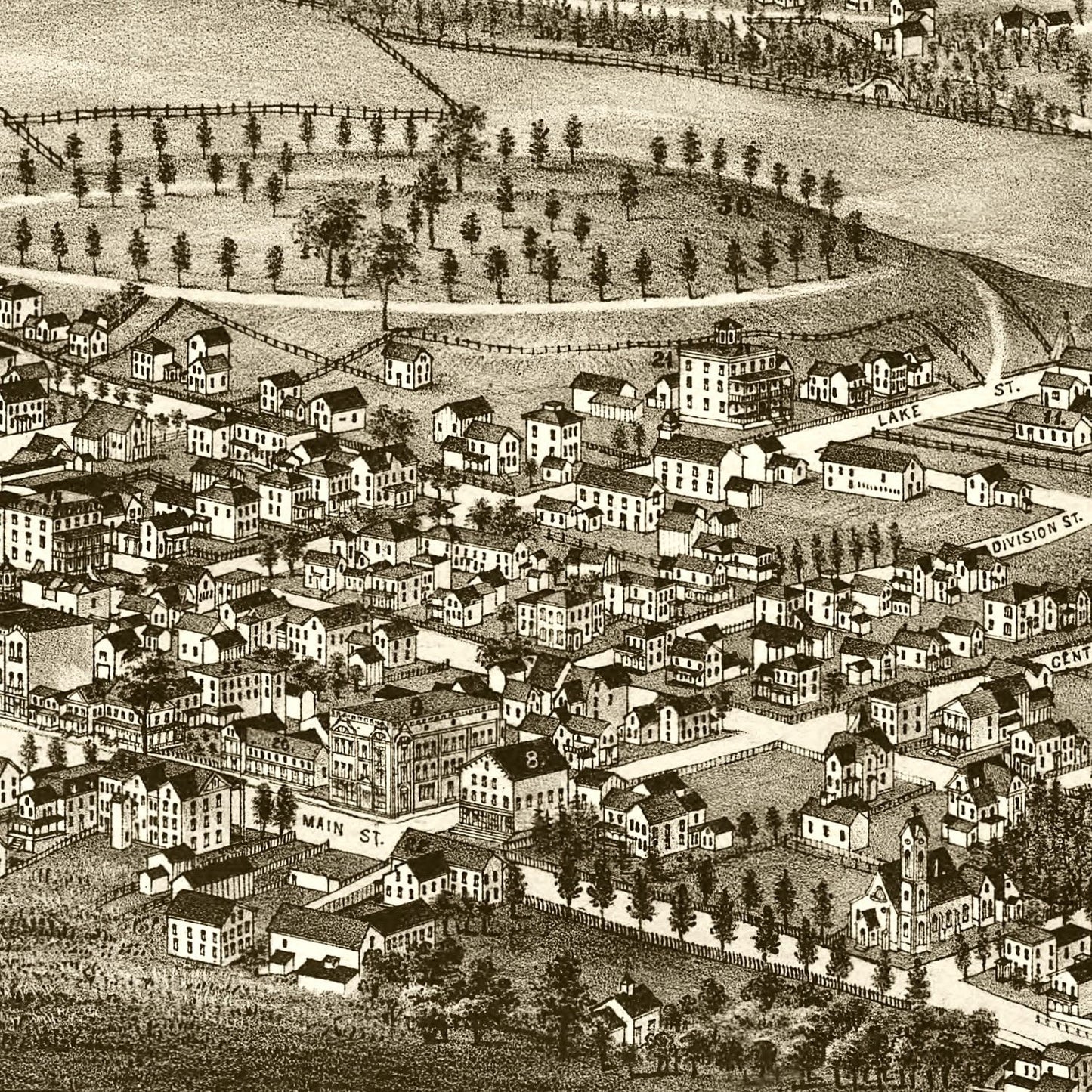 Vintage Map of Richfield Springs, New York 1885