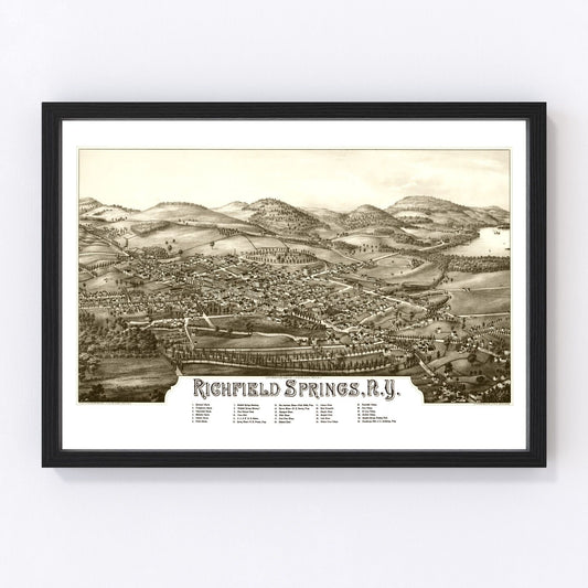 Vintage Map of Richfield Springs, New York 1885