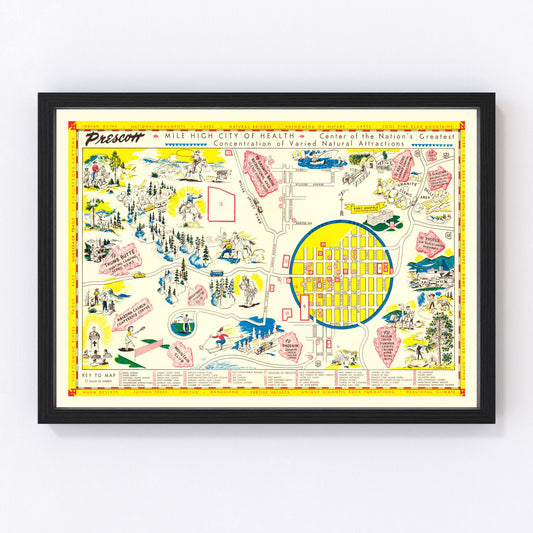 Vintage Map of Prescott, Arizona 1950