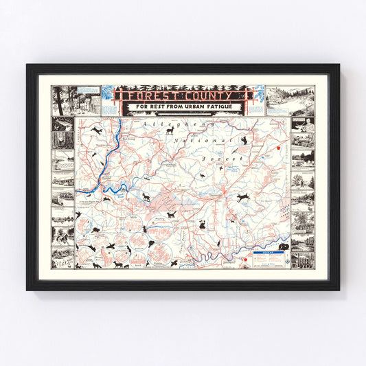 Vintage Map of Forest County, California 1957